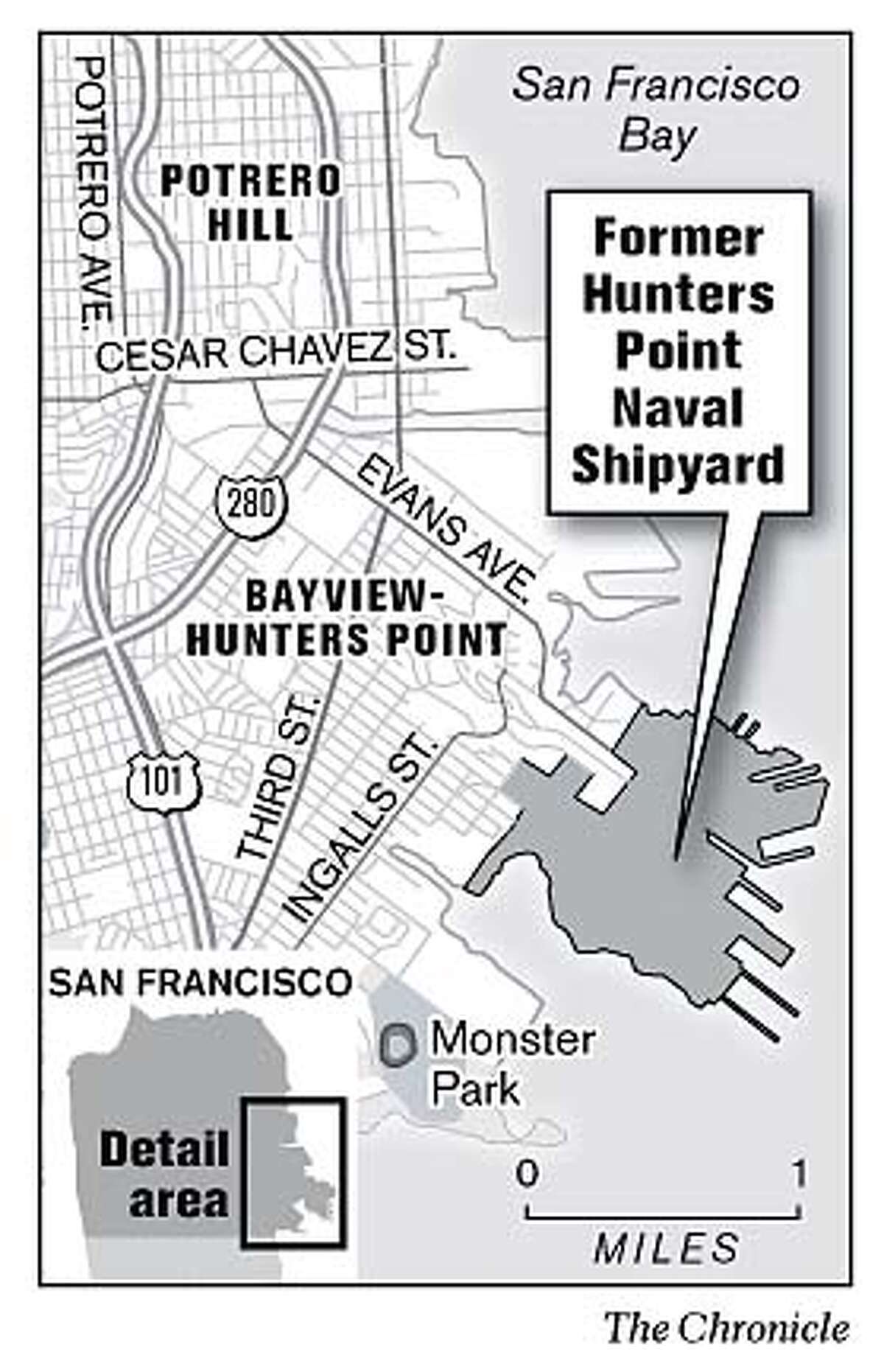 Former Hunters Point Naval Shipyard. Chronicle Graphic