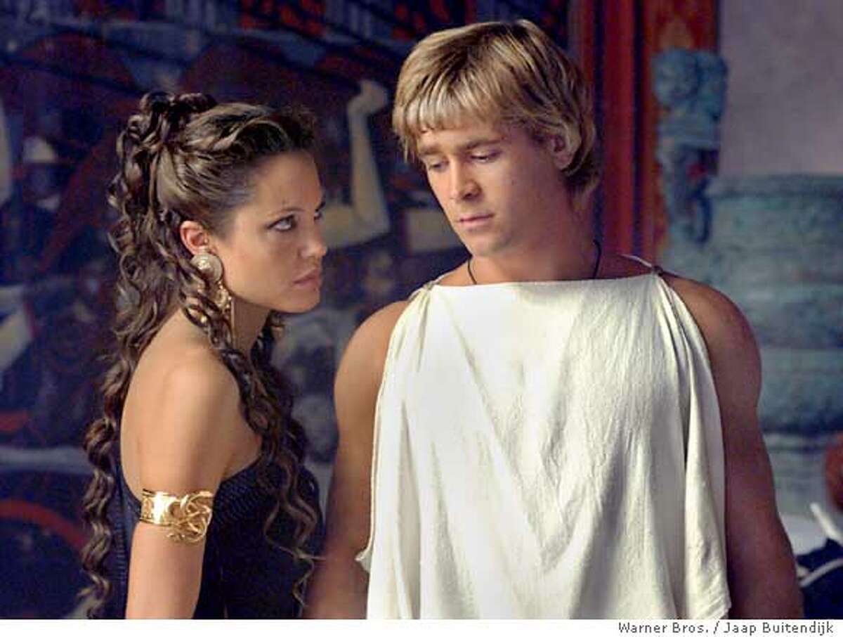 Actress Angelina Jolie portrays Queen Olympias and actor Colin Farrell portrays Alexander the Great in a scene from the new action adventure drama film "Alexander" directed by Oliver Stone, in this undated photo. The film opens November 24, 2004. REUTERS/Jaap Buitendijk/Warner Bros/Handout Ran on: 12-01-2004 Angelina Jolie, left, as Queen Olympias, mom to Colin Farrells emperor in Alexander -- too close in age for comfort? Nah.