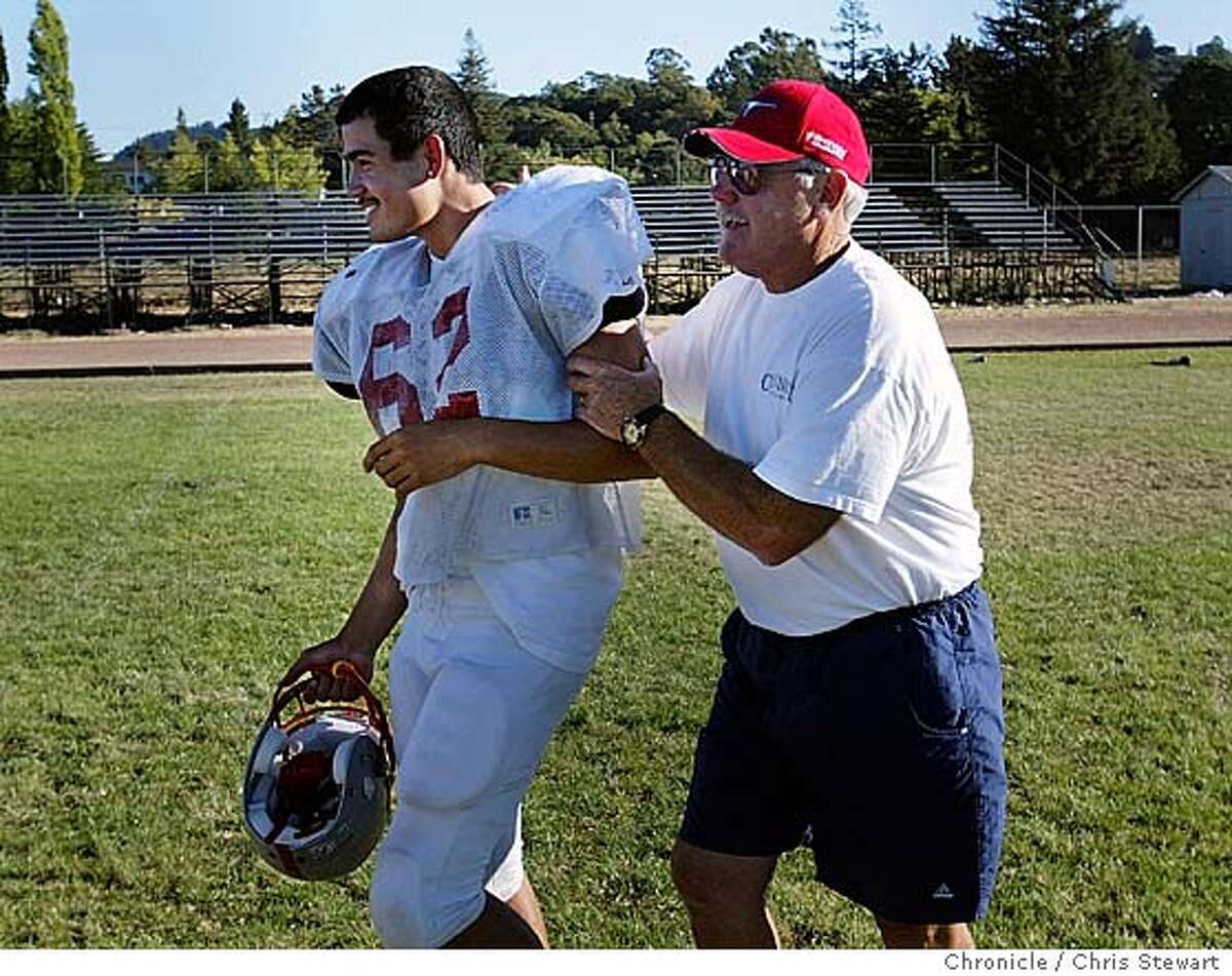 nbfranci195_cs.jpg Event on 9/17/03 in Santa Rosa Football coach Jason Franci horseplays with Koa Misi (cq) during an afternoon workout at Montgomery High School in Santa Rosa. CHRIS STEWART / The Chronicle Montgomery High football coach Jason Franci shares a moment of levity with Koa Misi during an afternoon workout.