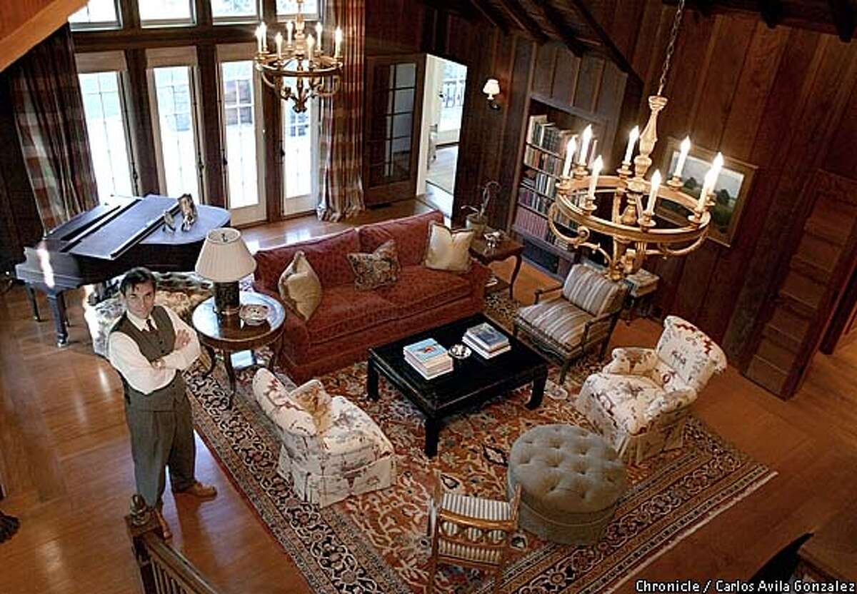 David Birka-White stands in the living room of his family's Diablo home on Monday, February, 3, 2003, where it is believed that President Herbert Hoover addressed a local womens' group. The home was once a summer home for a wealthy family, as were many in the area. The Birka-Whites restored the home and added on several rooms to accommodate their family. (BY CARLOS AVILA GONZALEZ/THE SAN FRANCISCO CHRONICLE)