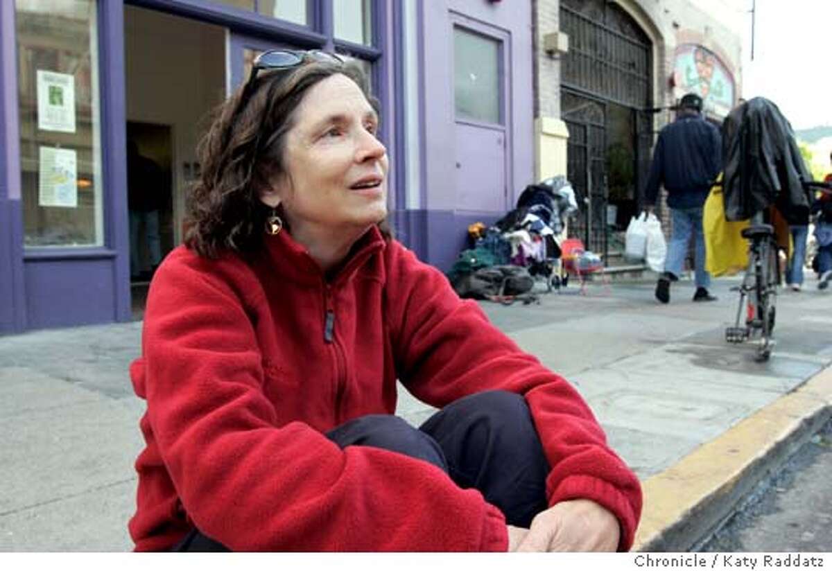 MARY GANZ, AUTHOR OF A STORY ABOUT LIVING ON THE STREETS, SHOWN ON THE STREET IN THE TENDERLOIN. Photo taken on 4/20/05, in SAN FRANCISCO, CA. By Katy Raddatz / The San Francisco Chronicle