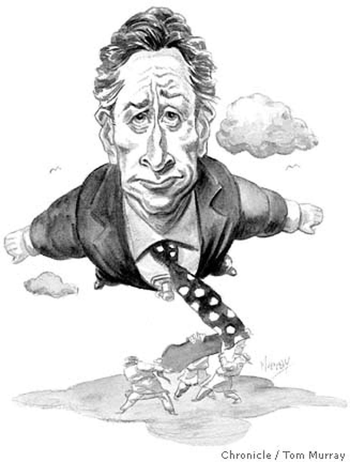 Jon Stewart. Chronicle illustration by Tom Murray