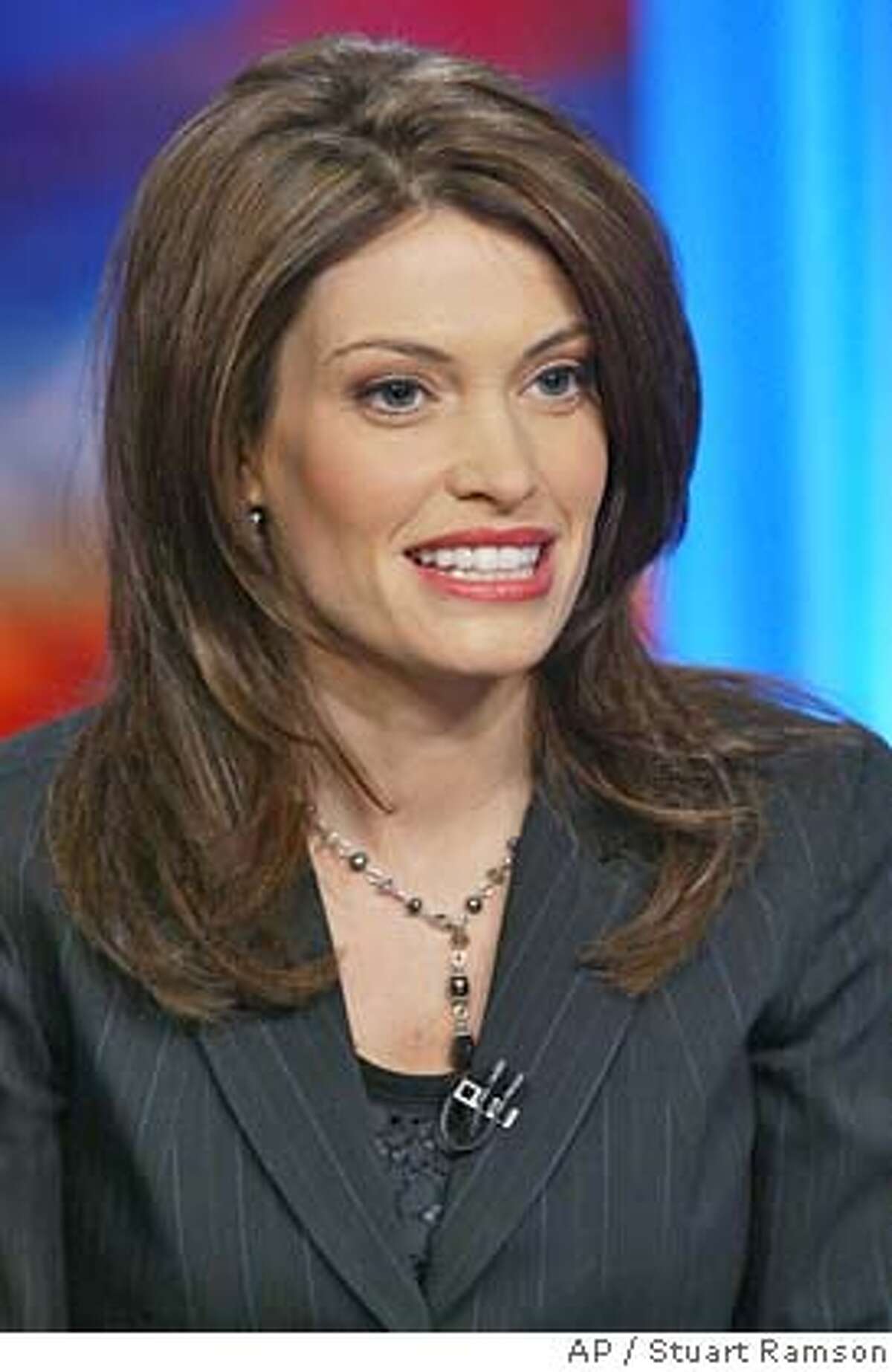 Co-anchor Kimberly Guilfoyle Newsom on the set of Both Sides, a Court TV program filmed in New York City, Wednesday, Feb 4, 2004. (AP Photo/Stuart Ramson)