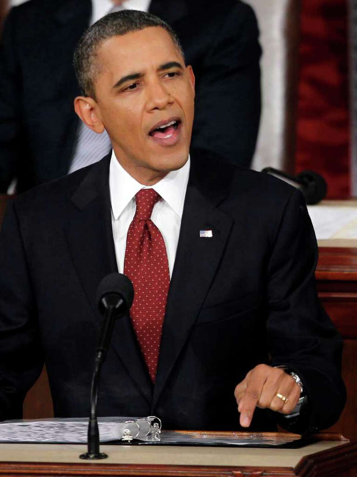 President Barack Obama delivers his State of the Union address on Capitol Hill in Washington, Tuesday, Jan. 24, 2012. (AP Photo/Pablo Martinez Monsivais)