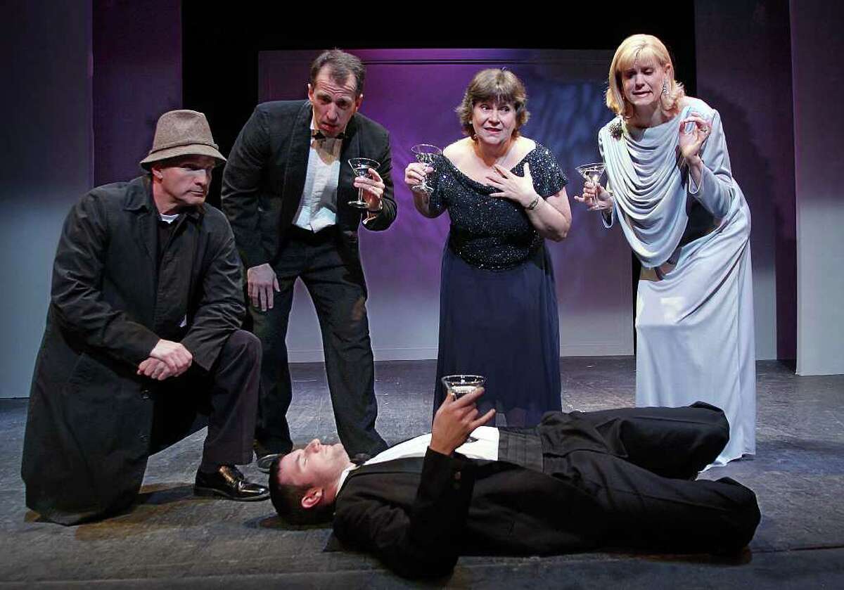 TOM KILLIPS photo Getting ready to appear in ??The Ives Have It?? at Schenectady Civic Players are, from left, Marty O?Connor, Tim Orcutt, Susan Katz, Cristine M. Loffredo, and, lying on floor, Paul Dederick.