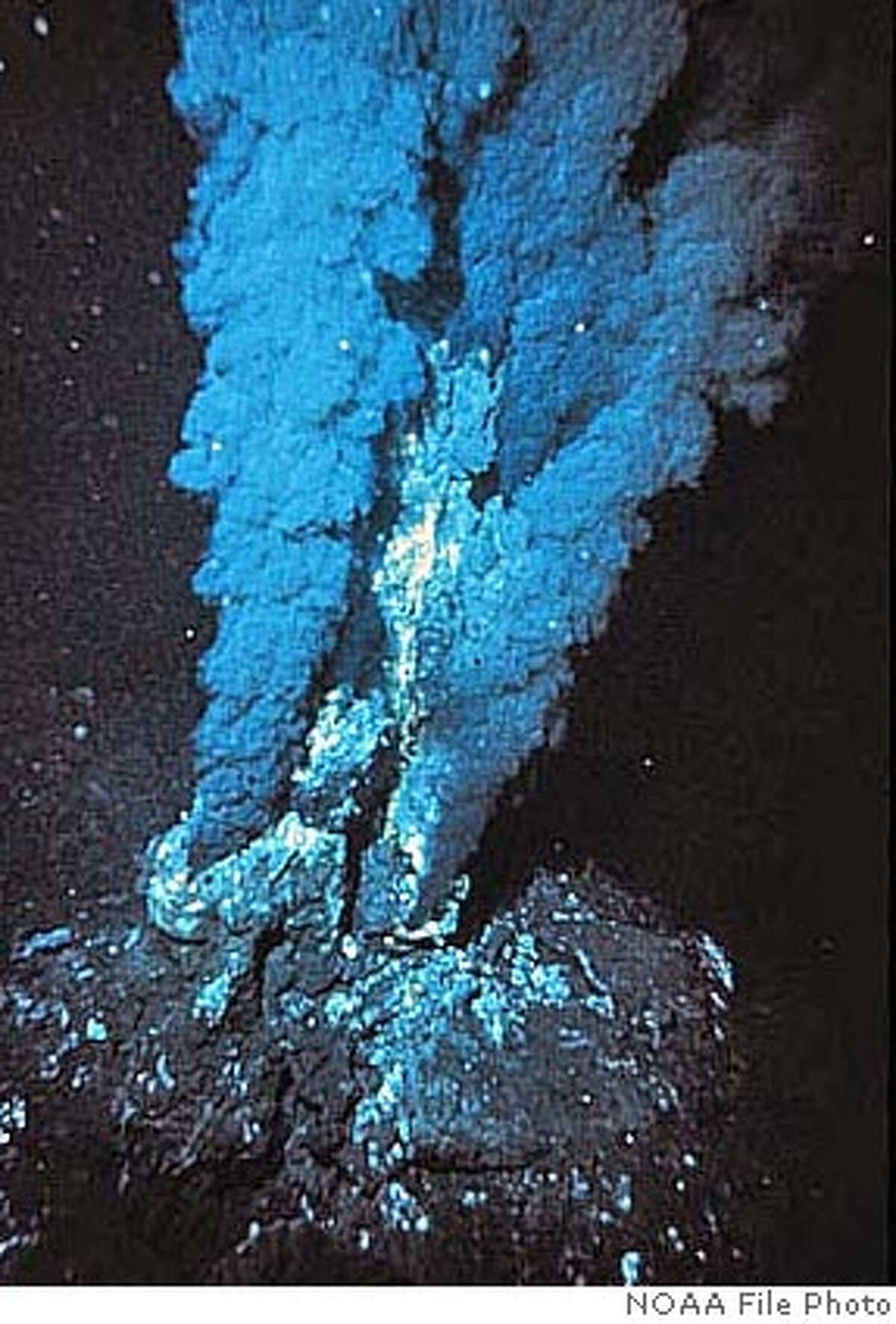 A "black smoker" hydrothermal vent at the Mid-Atlantic Ridge (Photo courtesy OAR/ National Undersea Research Program (NURP); NOAA.)