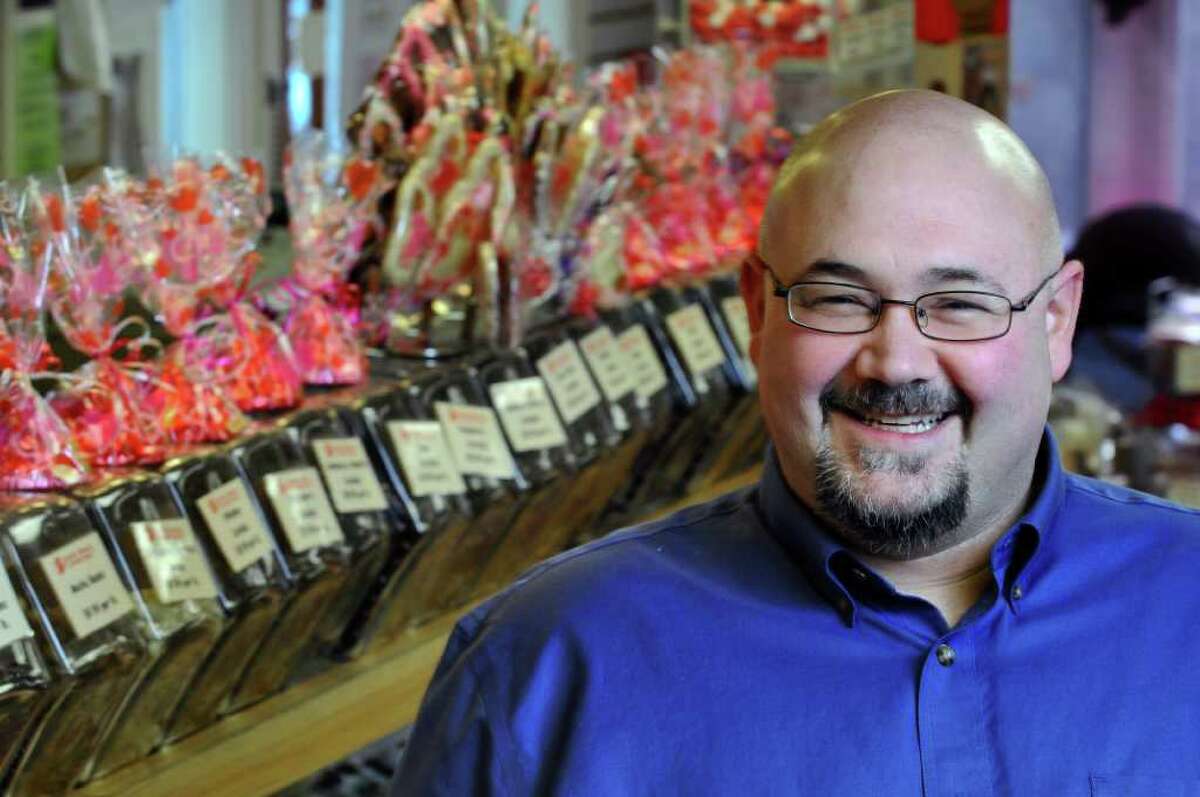 Joe Suhrada, owner of Uncle Sam's All American Chocolate Factory, on Thursday Jan. 19, 2012 in Schenectady, NY. Suhrada is retiring from the business. (Philip Kamrass / Times Union )