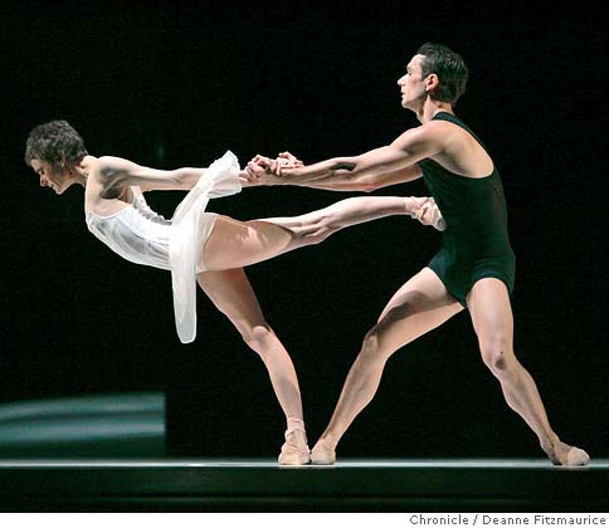 Muriel Maffre dances with Damian Smith as San Francisco Ballet performs Reflections in Program 4, a piece by choreographer Yuri Possokhov. Deanne Fitzmaurice / The Chronicle