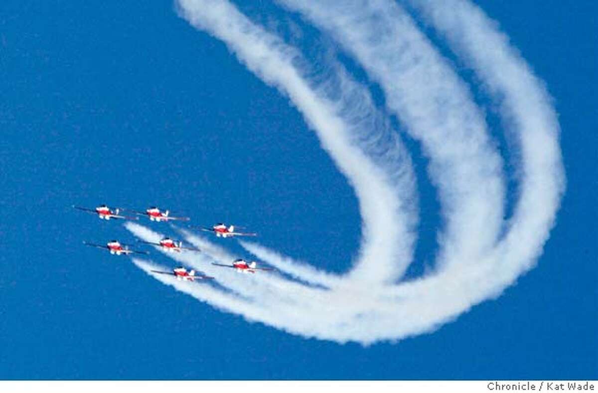 FLEET_051_KW.jpg Fleet week continues at San Francisco's Marina Green with the Canadian Snowbirds do their aerial precision acrobatics during the continuous air show and activities for the kids on a beautiful warm blue-skied fall day on 10/12/03 in San Francisco. Kat Wade / The Chronicle MANDATORY CREDIT FOR PHOTOG AND SF CHRONICLE/ -MAGS OUT