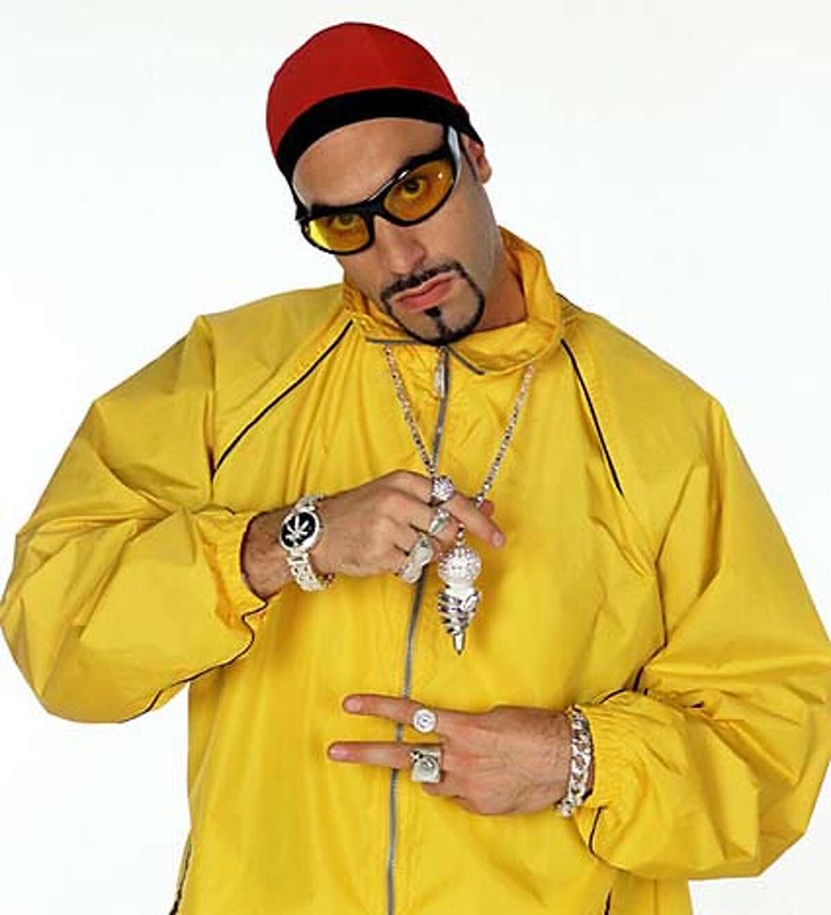 (NYT17) UNDATED -- Feb. 20, 2003 -- TV-ALI-G-REVIEW-2 -- "Da Ali G Show," which begins Friday night, Feb 21 on HBO, is irresistibly, corrosively funny. Ali G is the stage name of Sacha Baron Cohen, a British comedian who is famous in England as his comic persona, a white gangsta rapper wannabe who speaks a strangled argot of cockney, Jamaican and hip-hop slang. The British comedian Sacha Baron Cohen in costume and character as Ali G. (Oliver Upton/HBO/The New York Times) *ONLY FOR USE WITH STORY BY ALESSANDRA STANLEY SLUGGED: TV-ALI-G-REVIEW. ALL OTHER USE PROHIBITED. CAT XNYZ, HFO, *ONLY FOR USE WITH STORY BY ALESSANDRA STANLEY SLUGGED: TV-ALI-G-REVIEW. ALL OTHER USE PROHIBITED.