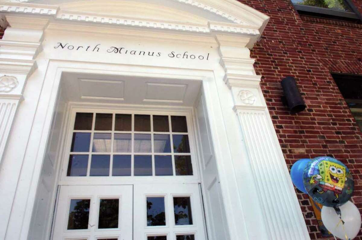 The entrance to North Mianus School in Greenwich.
