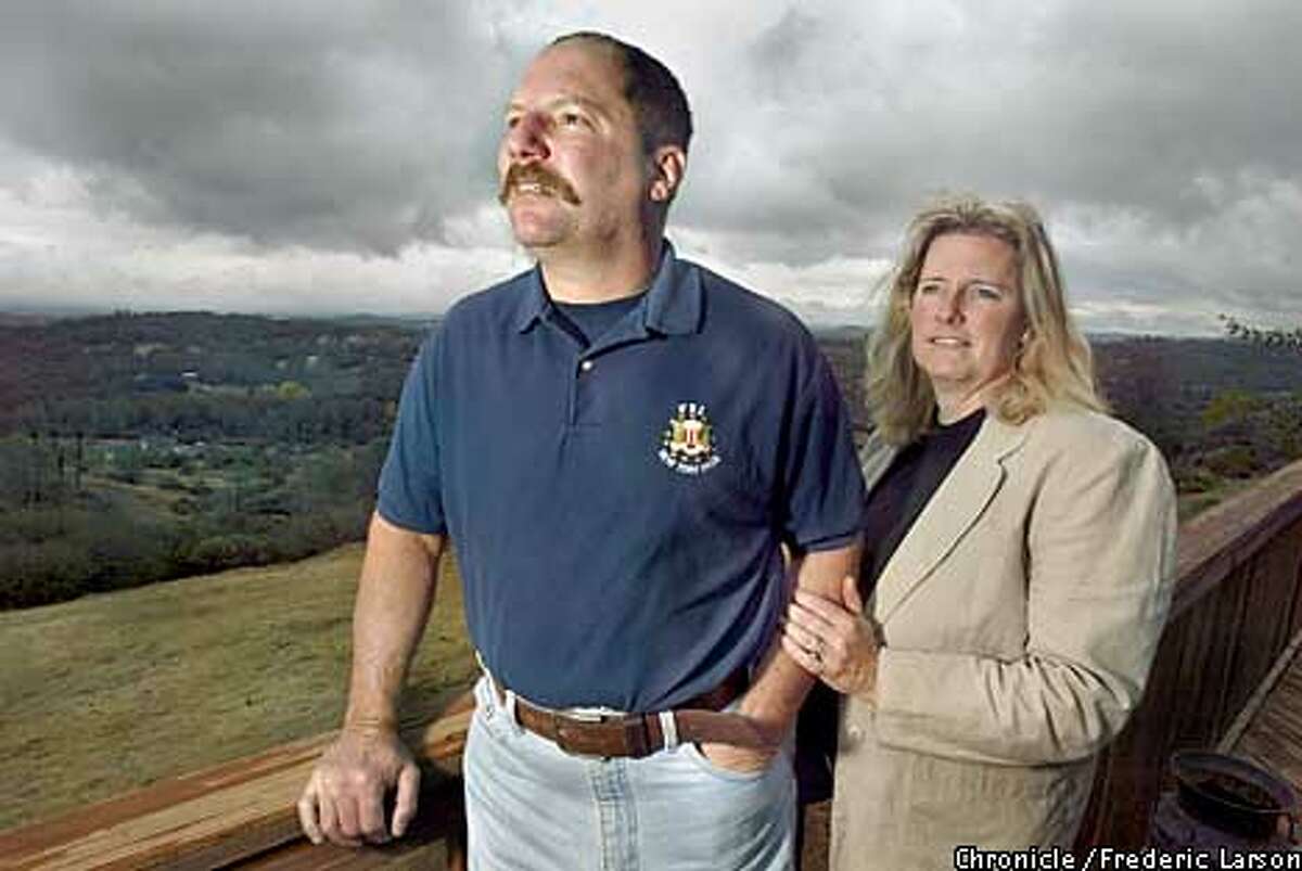 FBI agent Jeff Rinek cracked the Yosemite murder case. When Rinek took Cary Stayner's confession it should have been the highlight of his career. But he had already lost faith in the agency he had taken pride in serving. Lori, his wife, poses with him at their Sierra foothill home in East Sacramento town of Rescue. Chronicle photo by Frederic Larson