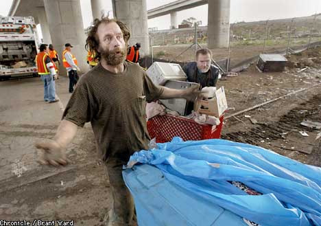 Homeless Scrabble Homeless scramble as S.F. clears out camp