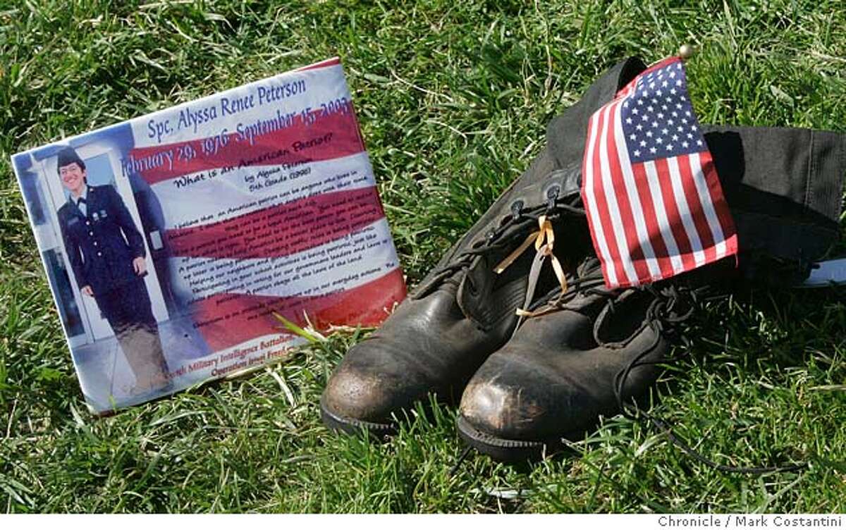 SAN FRANCISCO / Empty boots are silent testament to war's toll / Each