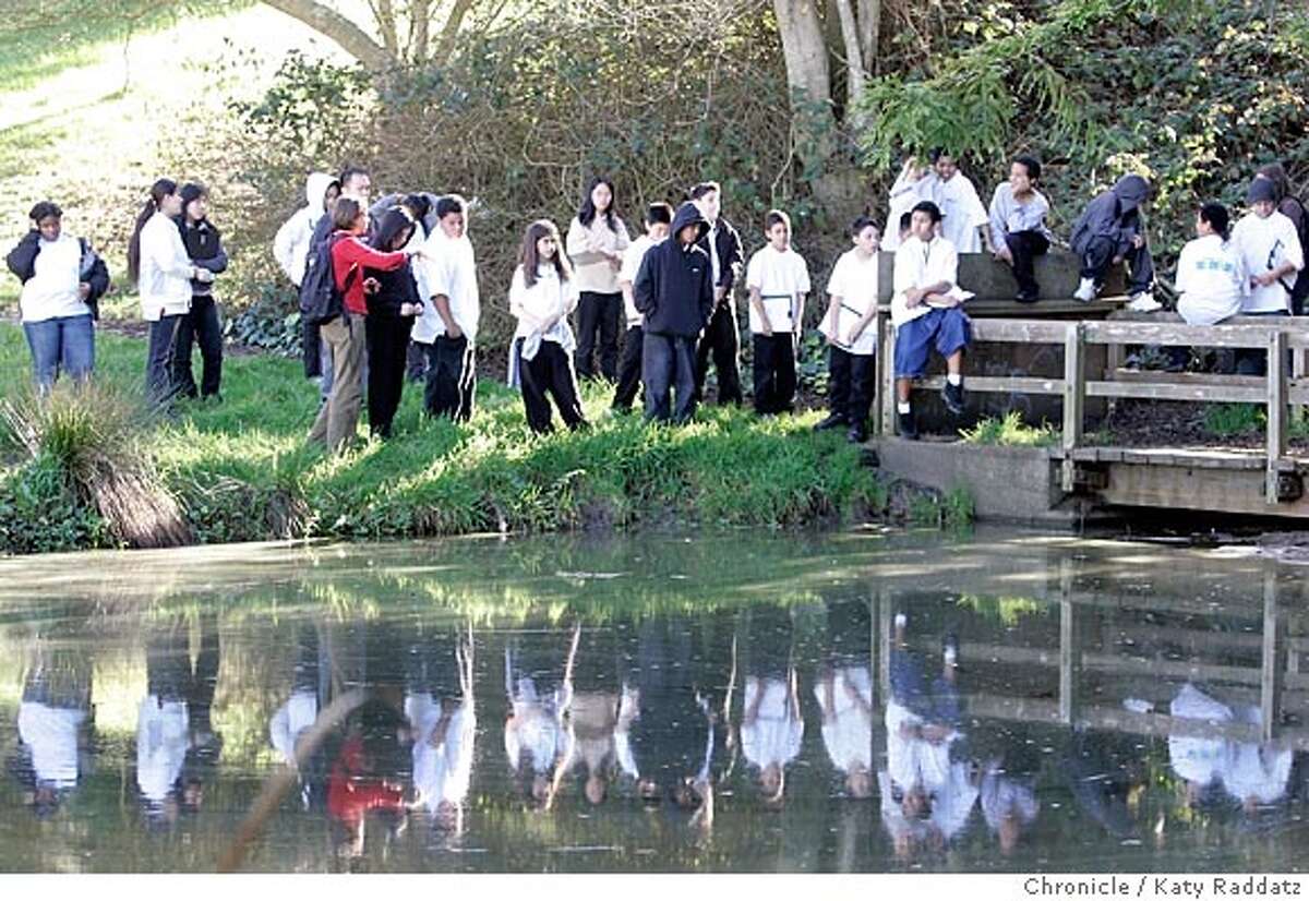 The city hopes to stop the sedimentation that imperils Yosemite Marsh, a small freshwater pond in McLaren Park in San Francisco. SHOWN: A sixth grade class from Luther Burbank Middle School take a field trip to Yosemite Marsh. Photo taken on 2/1/05, in SAN FRANCISCO, CA. By Katy Raddatz / The San Francisco Chronicle