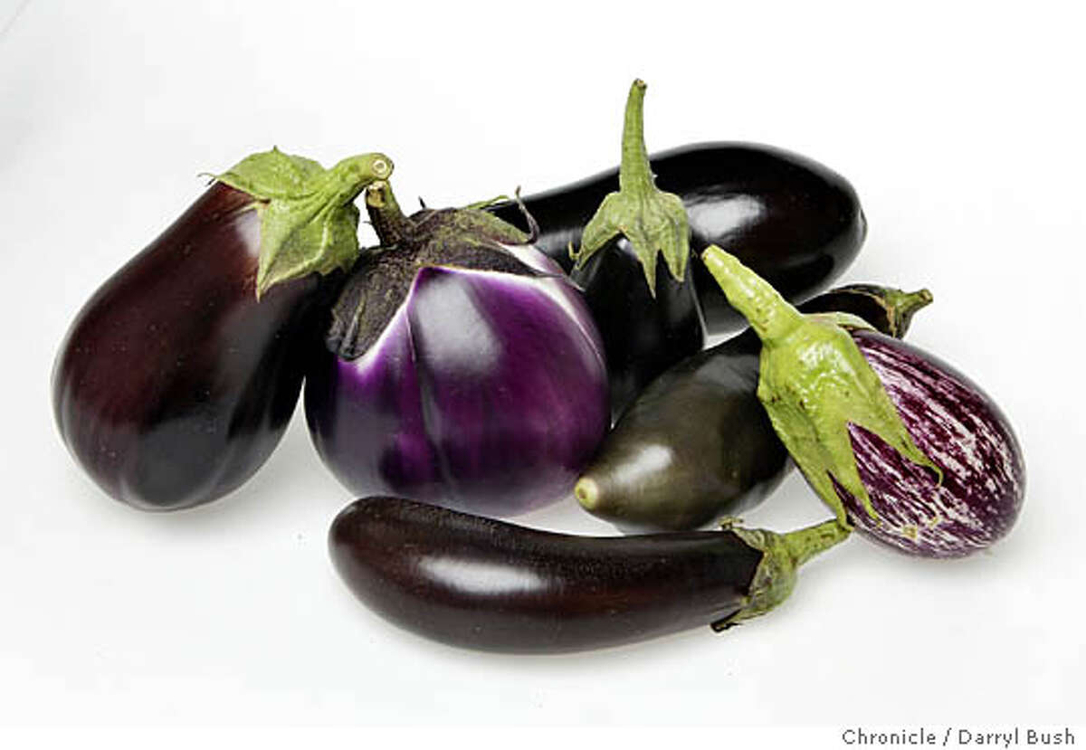 Seven types of eggplant including Prosperosa, Black Beauty, Nadia, Listada de Gandia, Italian, dusky Hybrid, Japanese Long. 8/3/04 in San Francisco Darryl Bush / The Chronicle