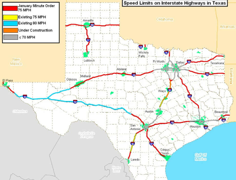 texas speed limit map 75 Mph Speed Limit Accelerates Across Texas Houston Chronicle texas speed limit map