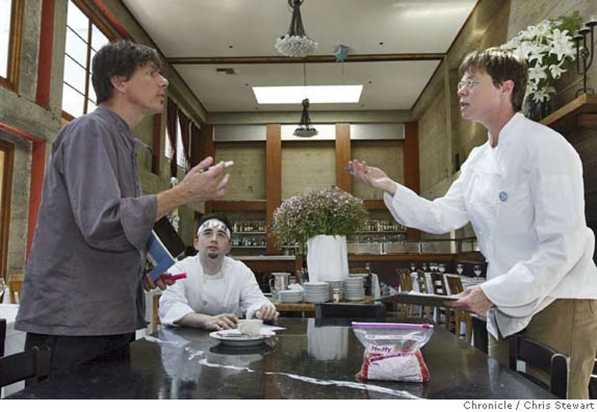 Event on 8/7/04 in San Francisco Foreign Cinema Restaurant owners, John Clark, 44, and Gayle Pirie, 40, prepare for dinner in their restaurant at 2534 Mission St., San Francisco. Chris Stewart / The Chronicle