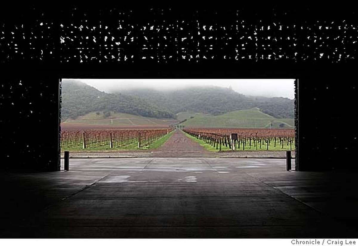 Christian Mouiex, who directs Chateau Petrus in Bordeaux, Dominus in Yountville, Napa Valley and many other brands for his French winemaking family. This photo was taken at Dominus winery in Yountville. Photo looking out from the winery towards the vineyard. Event on 12/10/04 in Yountville. Craig Lee / The Chronicle