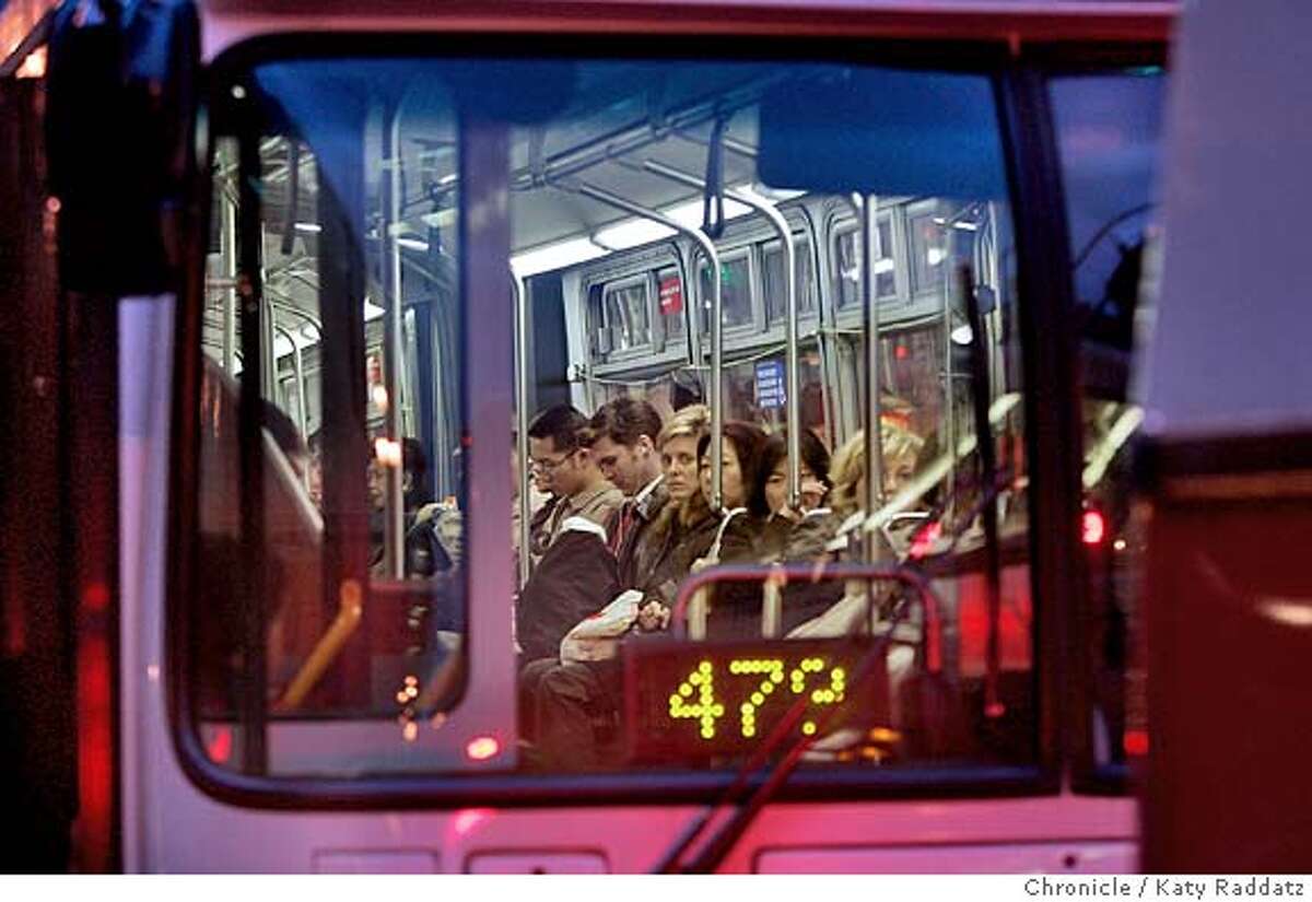 The Municipal Railway, Muni, has a big budget deficit, and wil raise rates soon. Iconic pictures of passengers and busses. San Francisco. Photo taken on 1/27/05, in SAN FRANCISCO, CA. By Katy Raddatz / The San Francisco Chronicle
