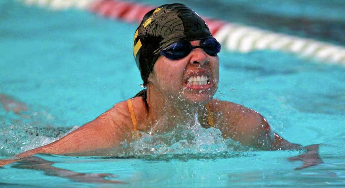 Edison’s Sarah Gonzales won the 200-yard individual medley at the District 29-4A swim meet at the San Antonio Natatorium on Thursday, Jan. 26, 2012.