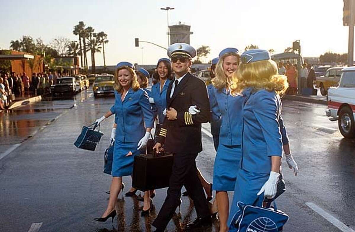 Frank Abagnale Jr. (Leonardo DiCaprio) passes himself off as a Pan Am co-pilot � one of many personae he assumes � in ""Catch Me If You Can.''