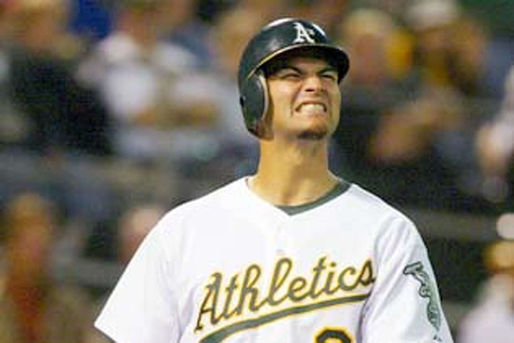 athletics016 mac.jpg A's third baseman 3- Eric Chavez gets ready to bat.  The Oakland Athletics take on the Milwaukee Brewers. Spring training  continues in the desert south west. event on 3/11/04 in