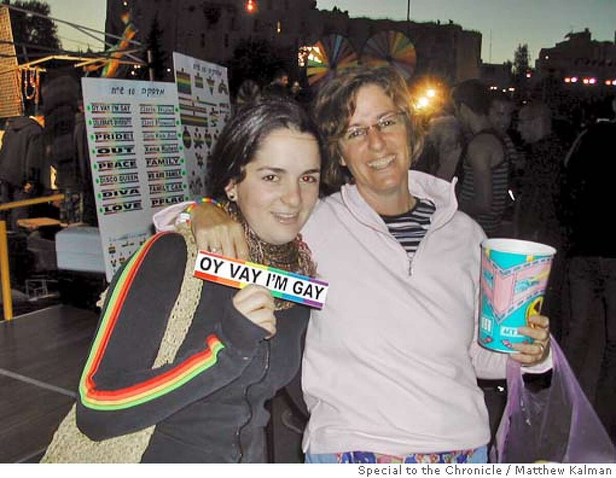 Jill Levenfeld and her daughter Tali, 16. "We're here to support the rights of gay people in Jerusalem. I have a gay family member in San Francisco." PHOTO BY MATTHEW KALMAN/SPECIAL TO THE CHRONICLE ONE-TIME USE ONLY
