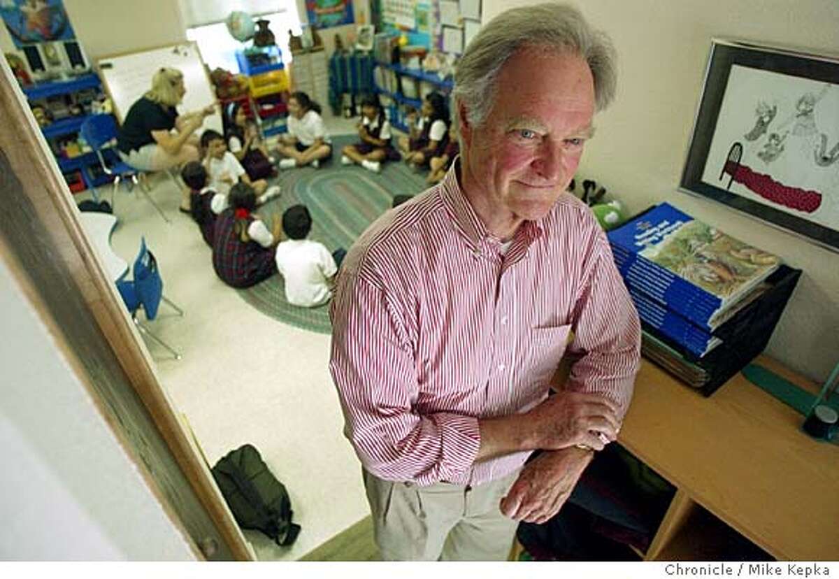 Bill Sommerville visits a class of 2nd graders at St Francis Center in Redwood City where his donations made their classroom possible. Somerville has been known to give his money to people who simple fax him a simple reason for needing it. Mike Kepka / The Chronicle