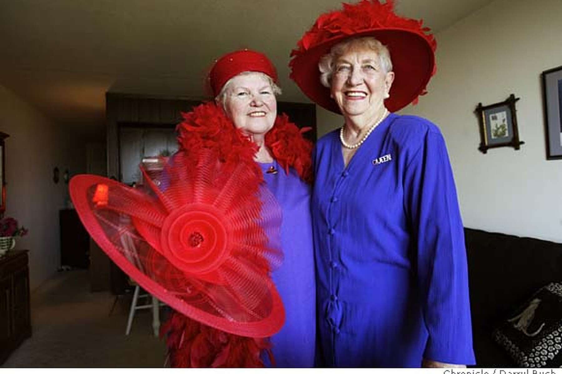 Red hats purple dresses Clearance