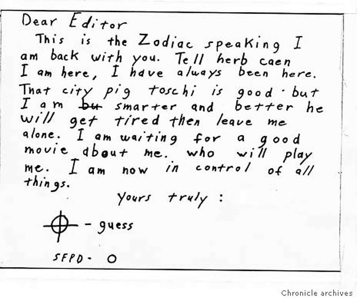 ZODIAC1 - Zodiac Letter sent to the San Francisco Chronice.