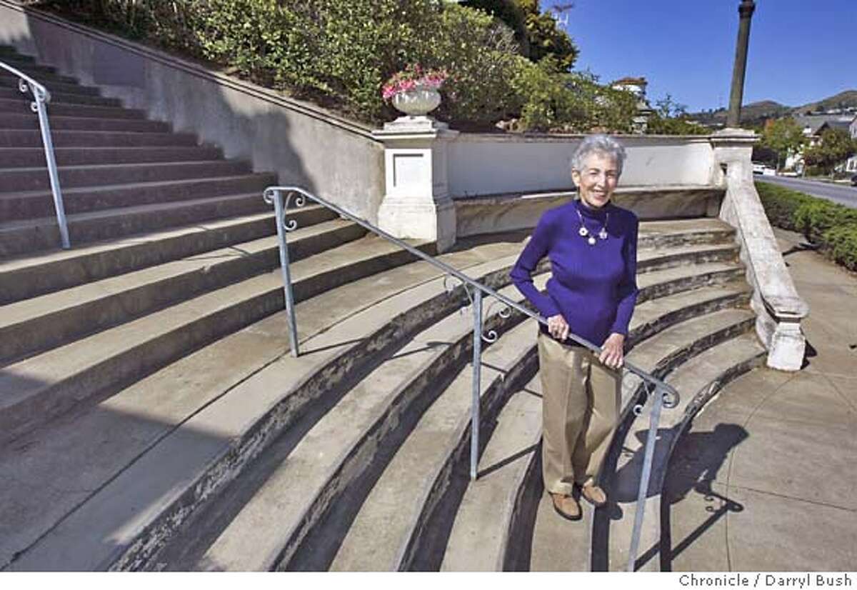 Author Adah Bakalinsky, 81, of San Francisco, who wrote a book called, "Stairway Walks In San Francisco" stands on the Pacheco Street Stairway in the Forest Hill neighborhood. Event on 5/14/04 in San Francisco. Darryl Bush / The Chronicle
