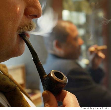 Pipe dreams / Cigar, pipe aficionados take refuge in tobacco shop to blow  smoke