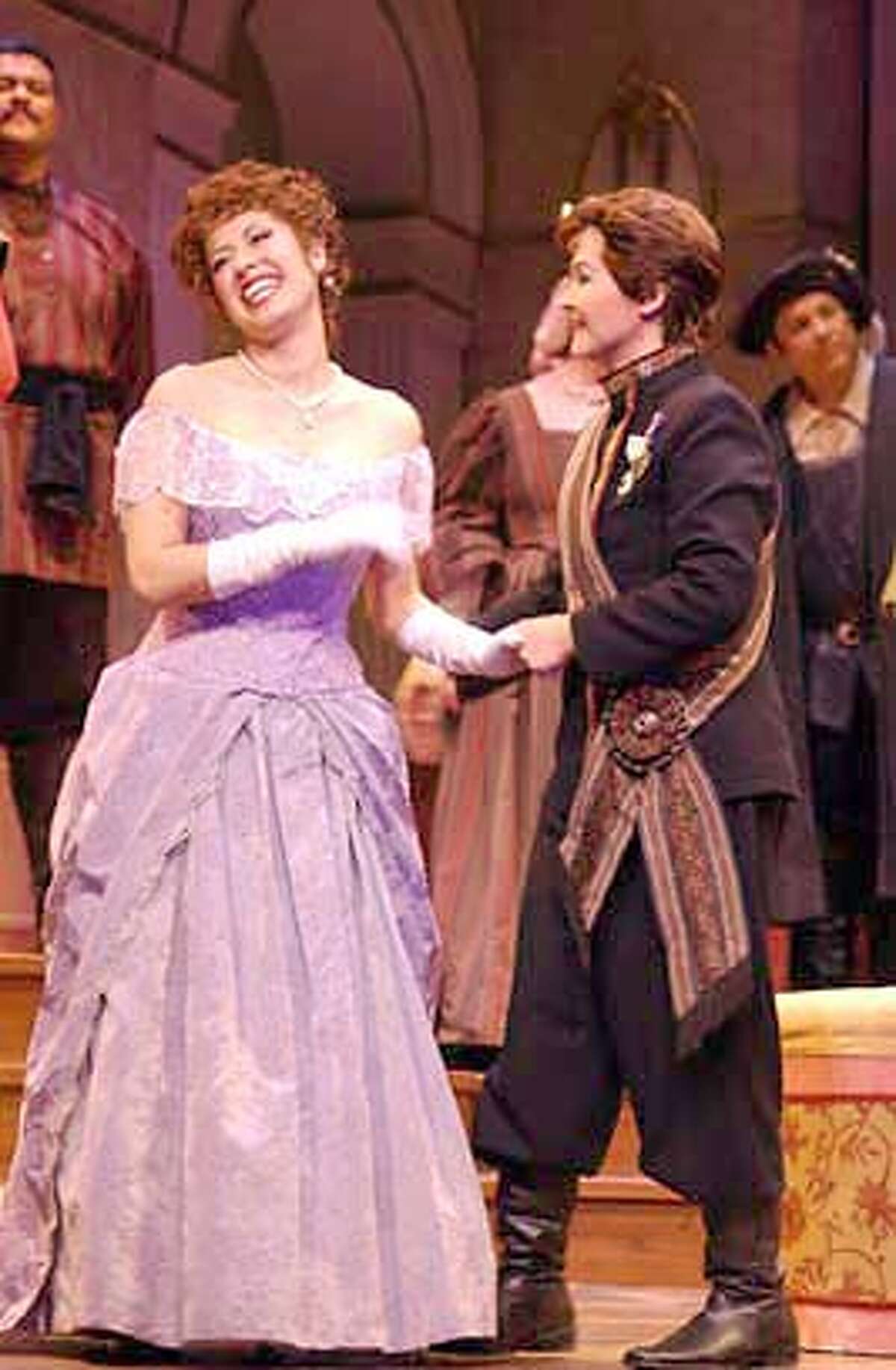 Joseph Muir as Alfred and Lori Decter as Rosalinde adeleorlofsky: From left: Sandra Rubalcava as Adele and Michele Detwiler as Prince Orlofsky