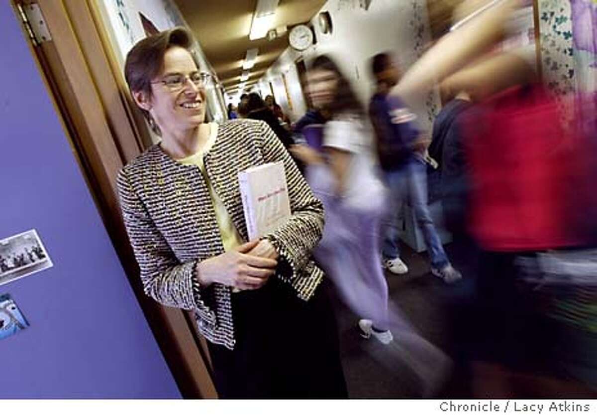 Ilana DeBare author of a book, "Where Girls Come First.", walks through the all girls school, Julia Morgan School for Girls in Oakland, Thursday April 1, 2004. LACY ATKINS / The Chronicle