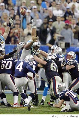 Super Bowl XXXVIII - Patriots 32 Panthers 29 - MVP Patriots QB Tom