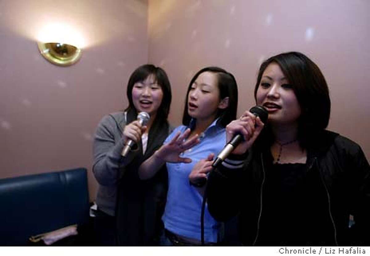 KARAOKE_051_LH.JPG Doremi Music Karaoke Studio in Japantown was voted the Best Karaoke Bar in SF by AsiaWeek. Left to right are Kanomi Matsuda, Jane Park, and Lauren Hom. LIZ HAFALIA/The Chronicle Shot {01/22/04} in {San Francisco}