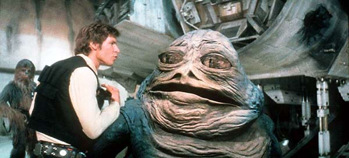 Jabba the Hutt and Han Solo.
