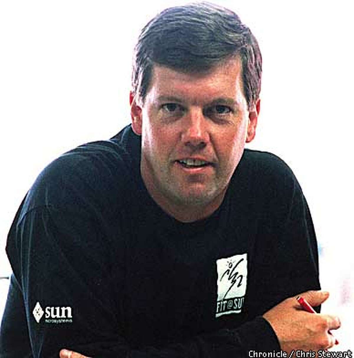 CEO Scott McNealy says Sun is in a "cave-to-cave, bayonets-fixed kind of warfare." Chronicle photo by Chris Stewart