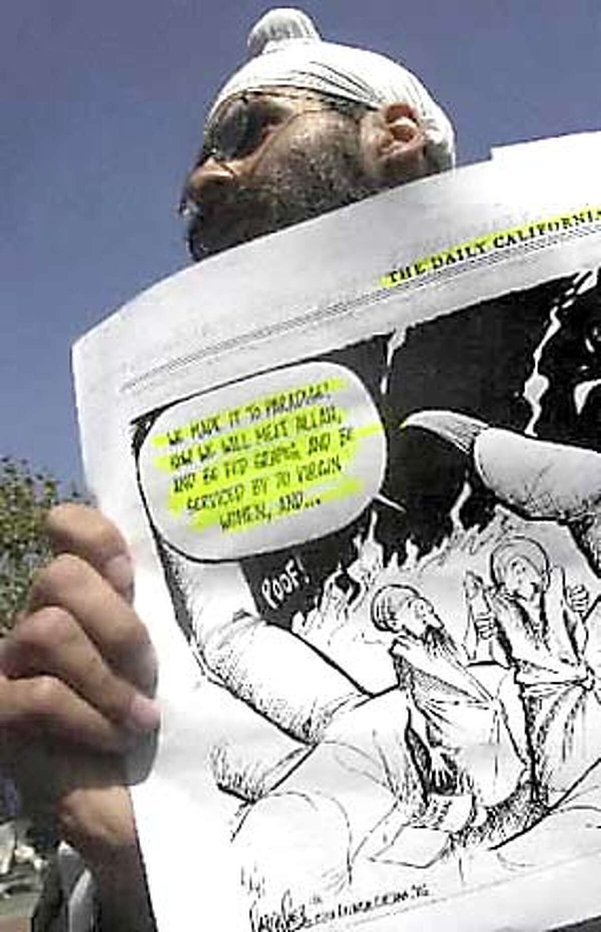 Muslims at UC protest cartoon in Daily Cal / 18 are cited; paper refuses to  issue apology