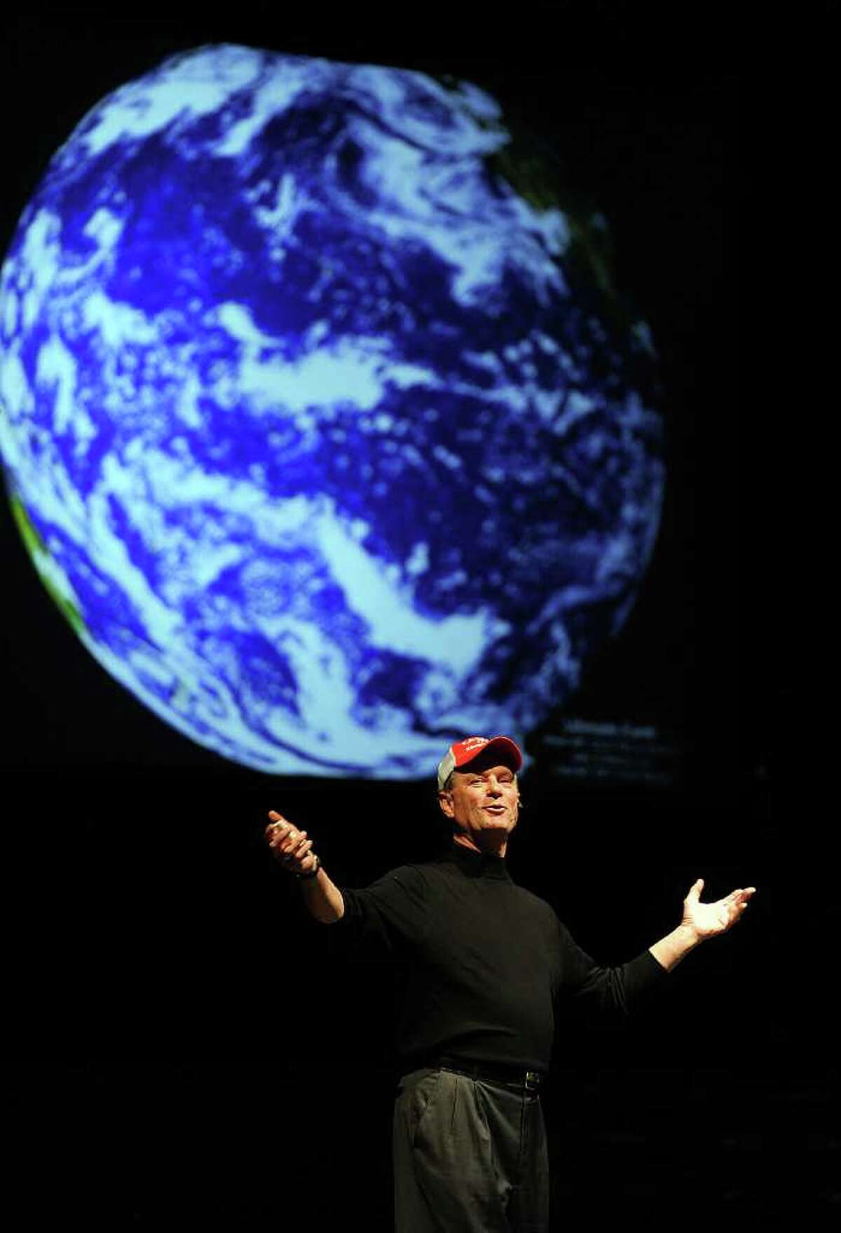 Robert Ballard entertains and educates thousands of area students on the adventures of exploration and science during his presentation at the Montagne Center Tuesday. Ballard is most noted for finding the RMS Titanic in 1985. Photo taken Tuesday, January 31, 2012 Guiseppe Barranco/The Enterprise