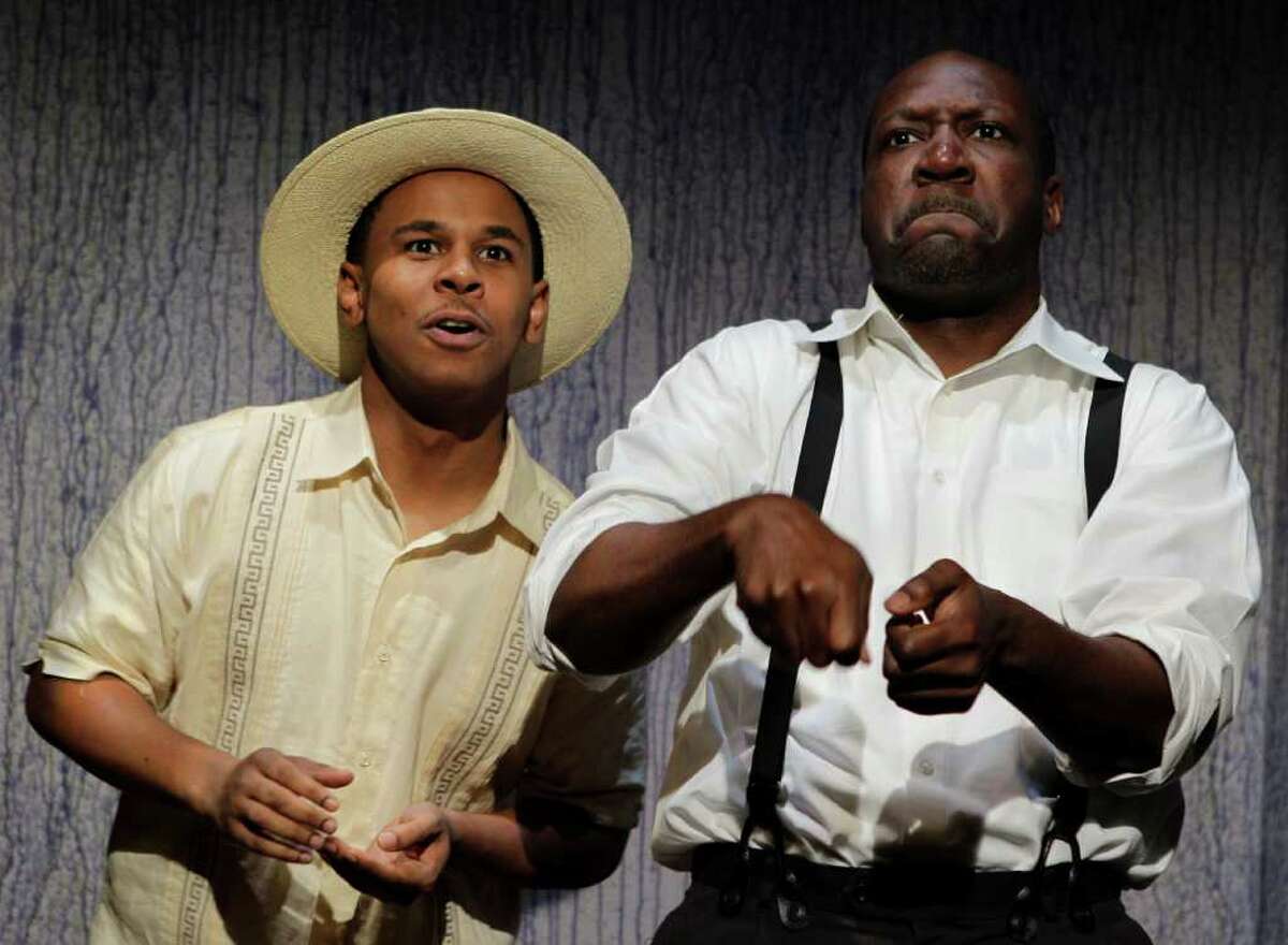Joseph Palmore, left, and Broderick Jones star in The Ballad of Emmett Till, which is playing at Ensemble Theatre.