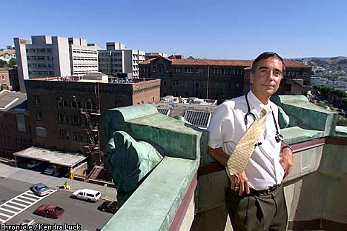 Dr. Donald Abrams, Professor of Clinical Medicine, Assistant Director UCSF AIDS Program, SFGH Chairman, in his on the roof of one of the buildings at San Francisco General Hospital, with other buildings of the hospital in the back. Abrams has been studying the effects of medical marijuana on AIDS patients for 20 years. (KENDRA LUCK/SAN FRANCISCO CHRONICLE)