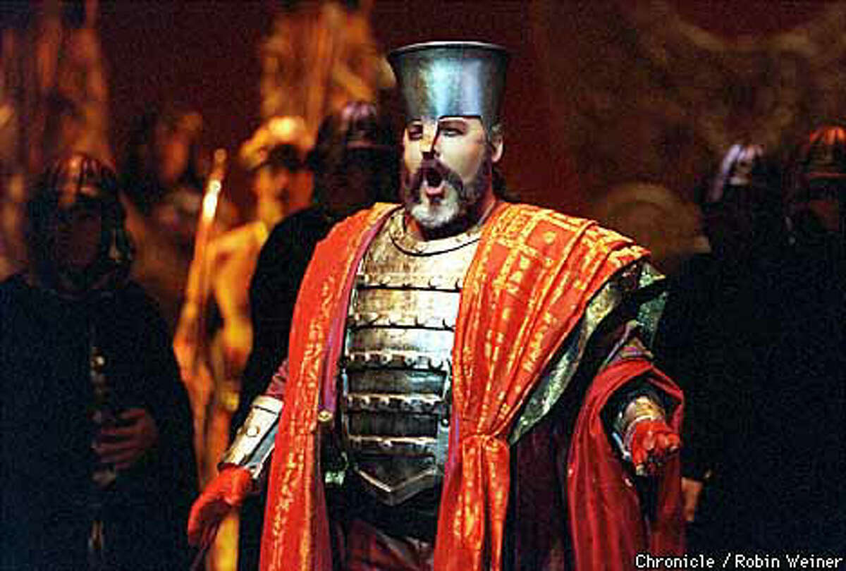 Paolo Gavanelli sang the role of Nabucco, king of Babylon, in the San Francisco Opera's production of Verdi's 'Nabucco'. Chronicle Photo by Robin Weiner
