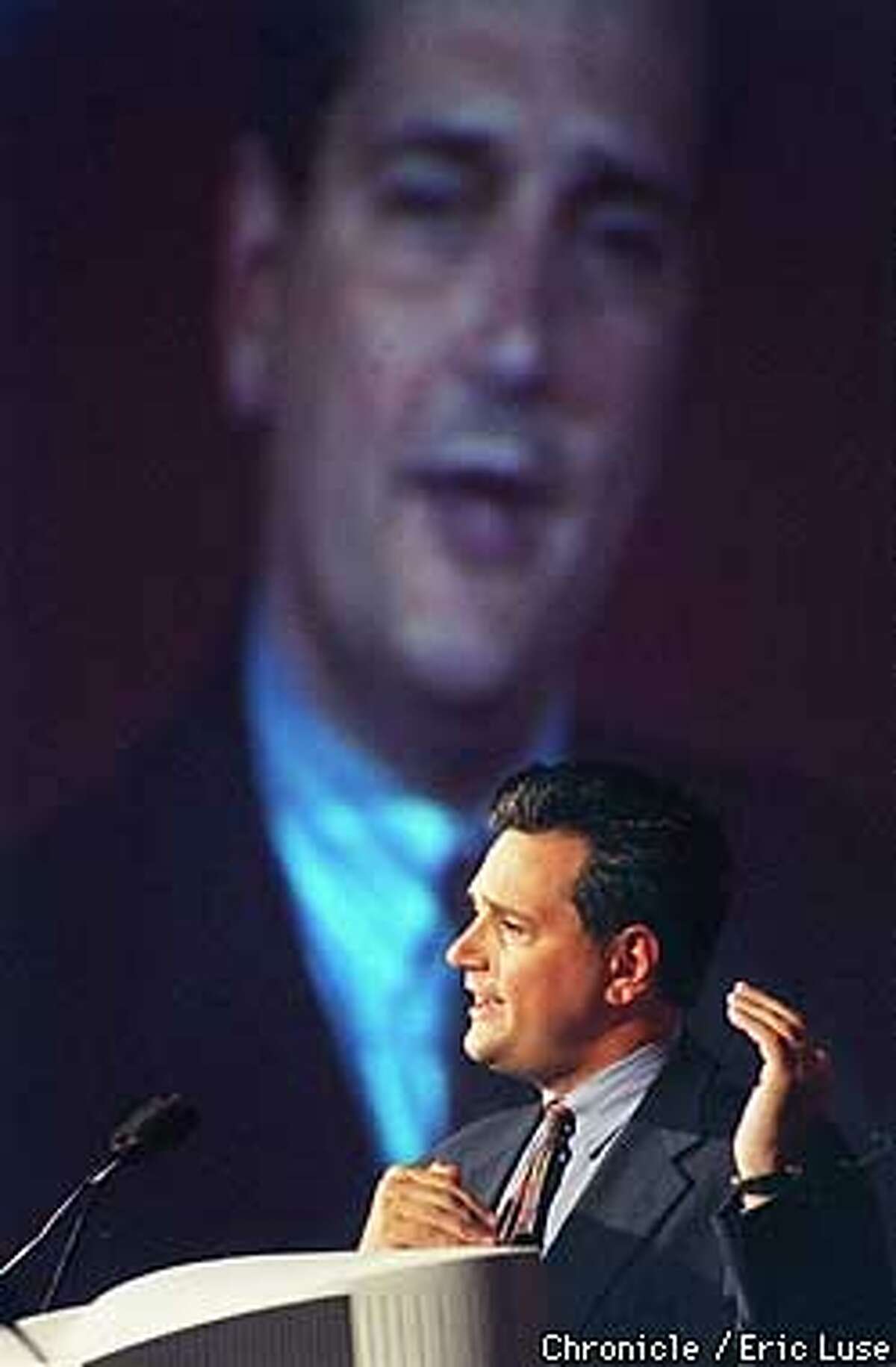 CEO William Larson of Network Associates gives a speach at the St. Francis Hotel, SF. BY ERIC LUSE/THE CHRONICLE