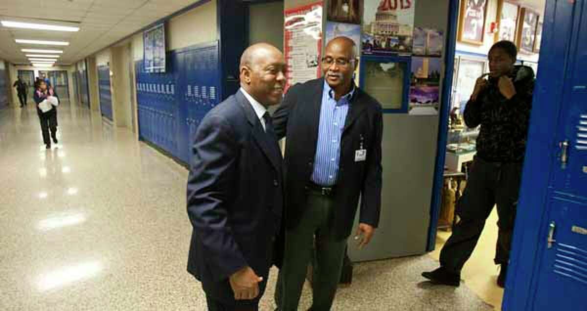 Then State-Rep. Sylvester Turner visited in January 2012 with Booker T. Washington High School football coach and U.S. history teacher Russell Austin. Turner was pushing for improvements to the school. Now, as Houston mayor, he is calling for changes to the state's school-finance system as HISD faces a budget shortfall. Continue clicking to learn the best public high schools in Texas.