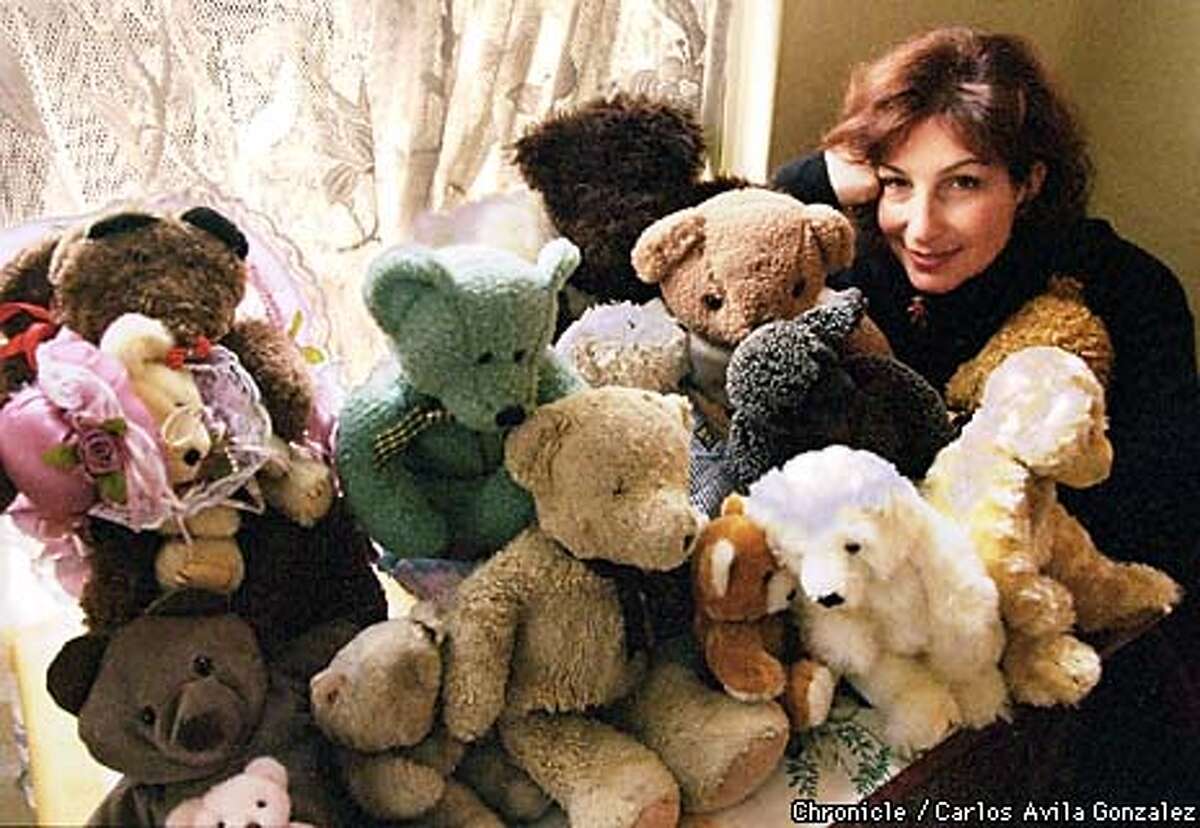 Susan Schartz, the author of, "Teddy Bear Philosophy: Things My Teddy Bear Taught Me about Life, Love, and the Pursuit of Happiness." She is a devoted collector of teddy bears, and brings a new twist to the philosophical pondering of life in her book. (CHRONICLE PHOTO BY CARLOS AVILA GONZALEZ)