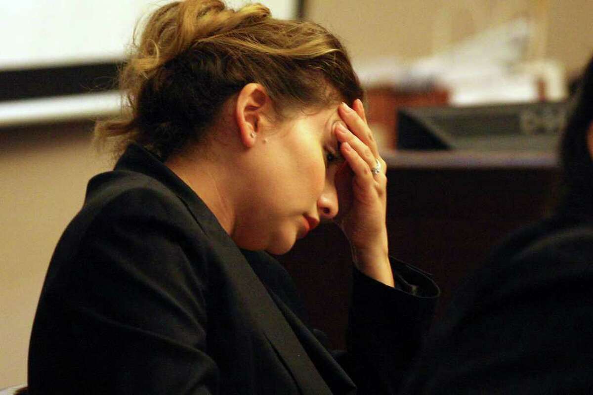 Jenny Ann Ybarra listens to testimony during her intoxication manslaughter and assault trial in the 2007 death of Erica Nicole Smith, a passenger in a car that Ybarra’s car slammed into.
