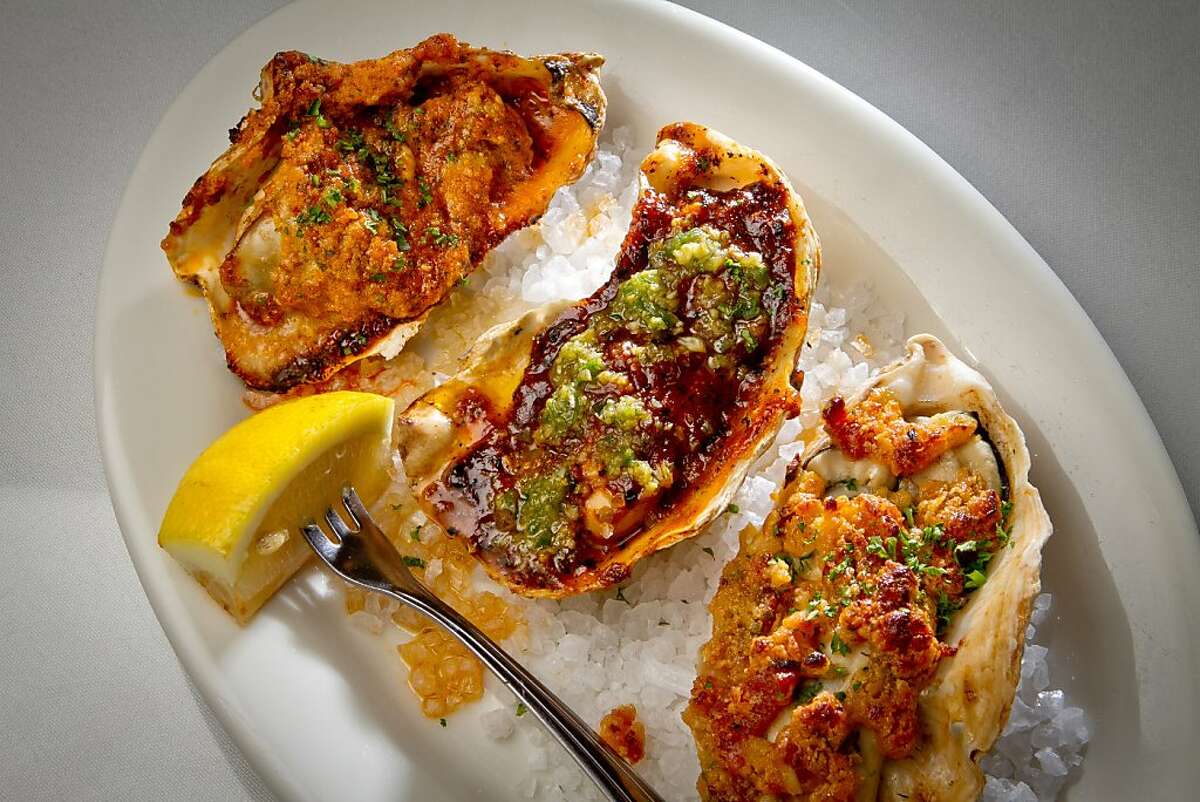Trio of Oysters at Brenda's French Soul Food Restaurant in San Francisco, Calif., is seen on Friday, January 20th, 2012. Left to right; the Tchoupitoulas, the Orleans, and the Casino.