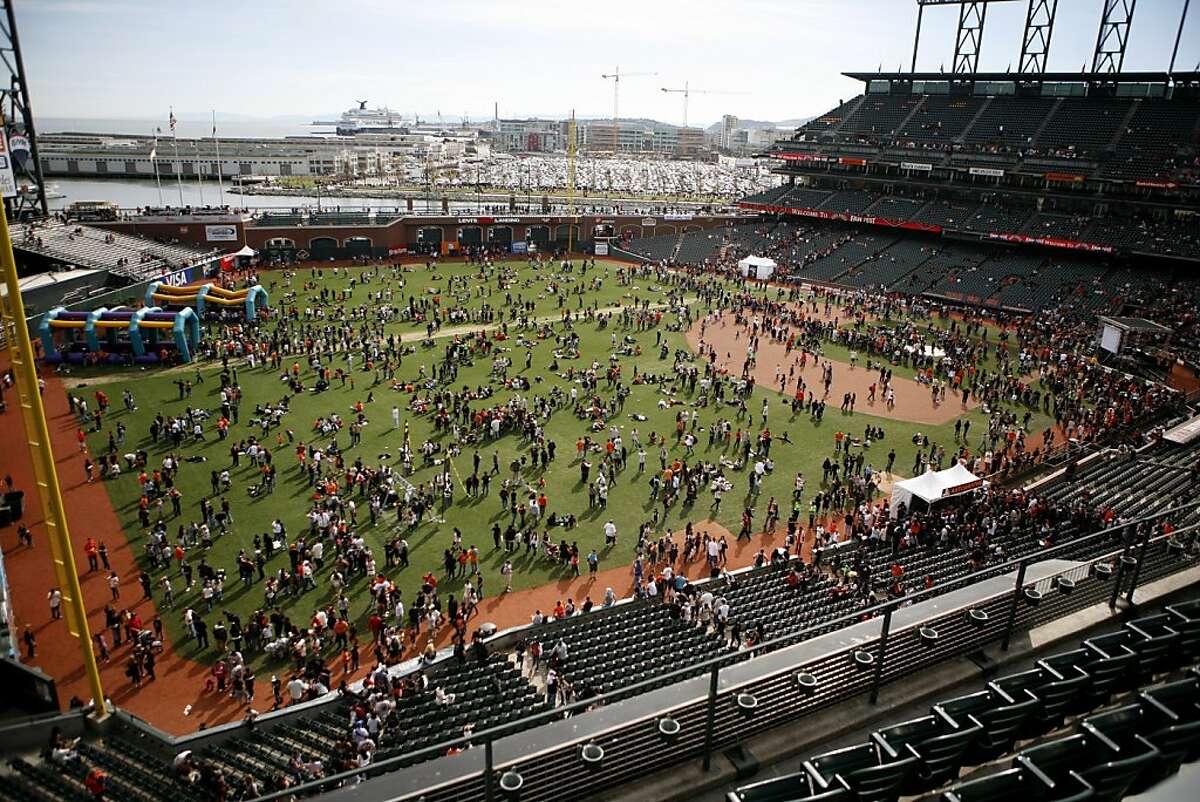 Fans celebrate the San Francisco Giants at FanFest, held at AT&T Park on Saturday February 5, 2011.